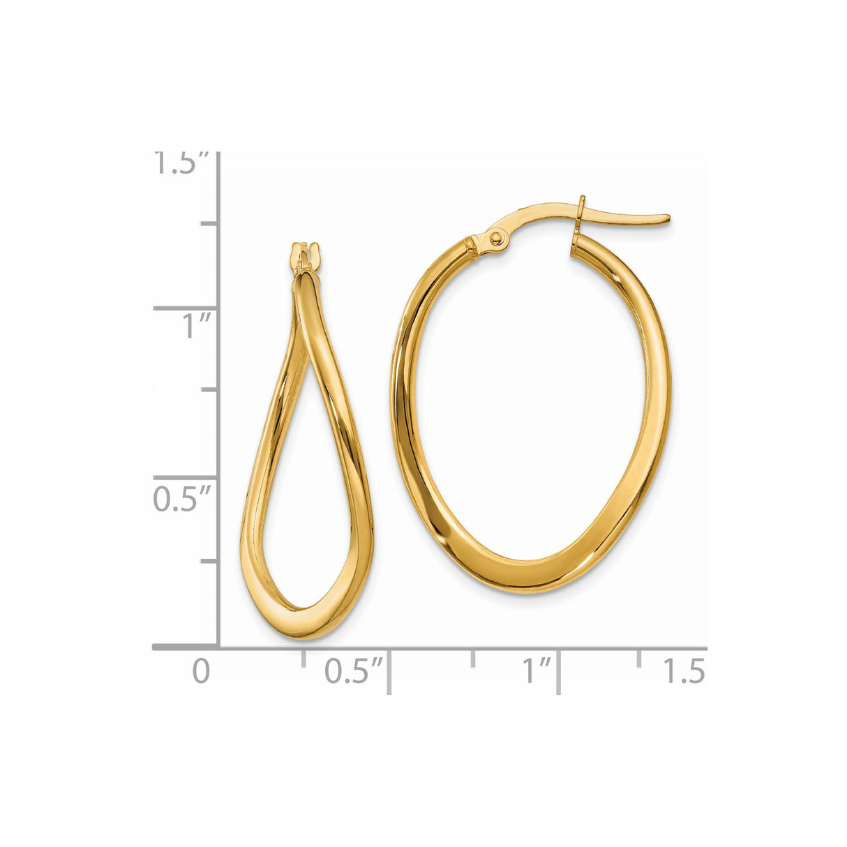 14k Yellow Gold Twisted Teardrop Hoop Earrings, Lightweight High-Polish Modern Design