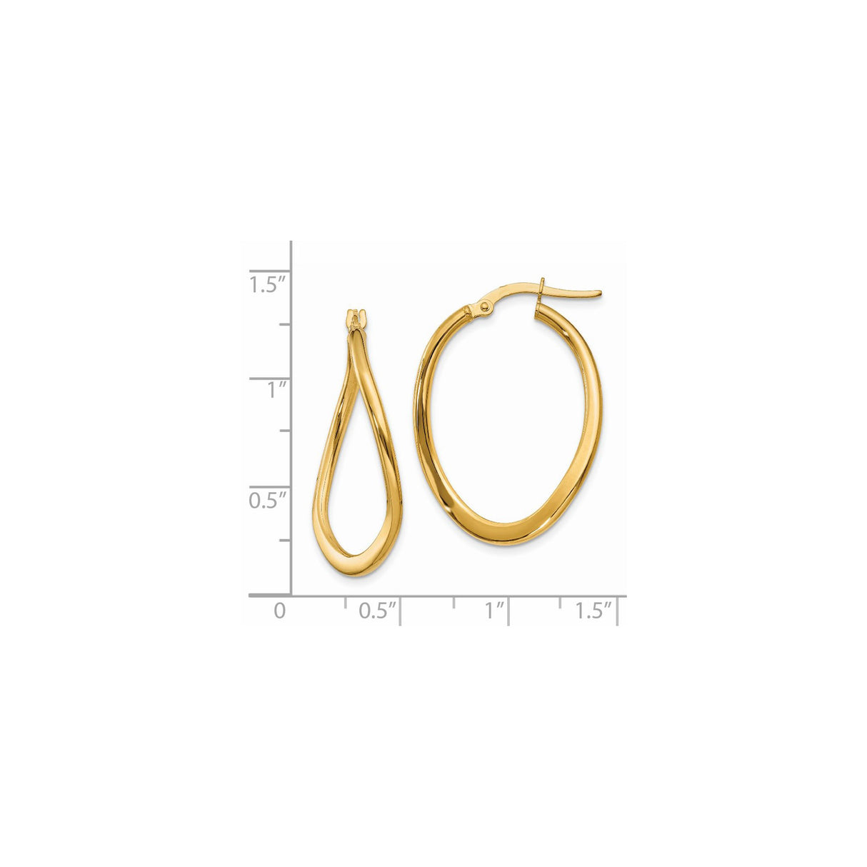 14k Yellow Gold Twisted Teardrop Hoop Earrings, Lightweight High-Polish Modern Design