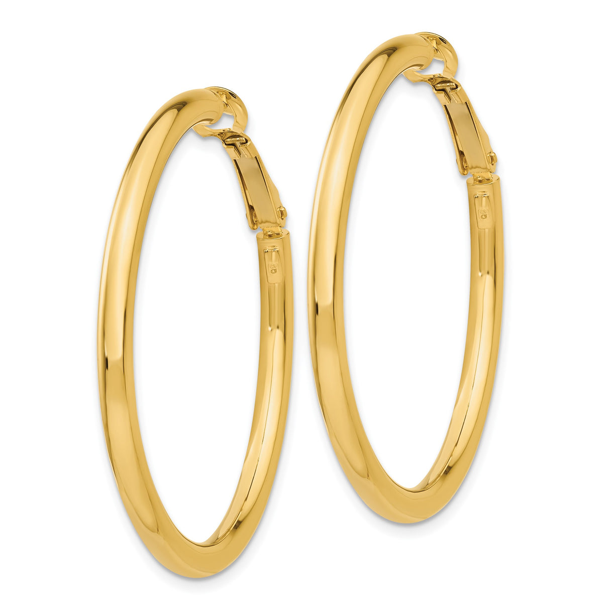 14k Yellow Gold Hoop Earrings, Polished Finish, Latch Back, Medium Size, Minimalist Style for Women