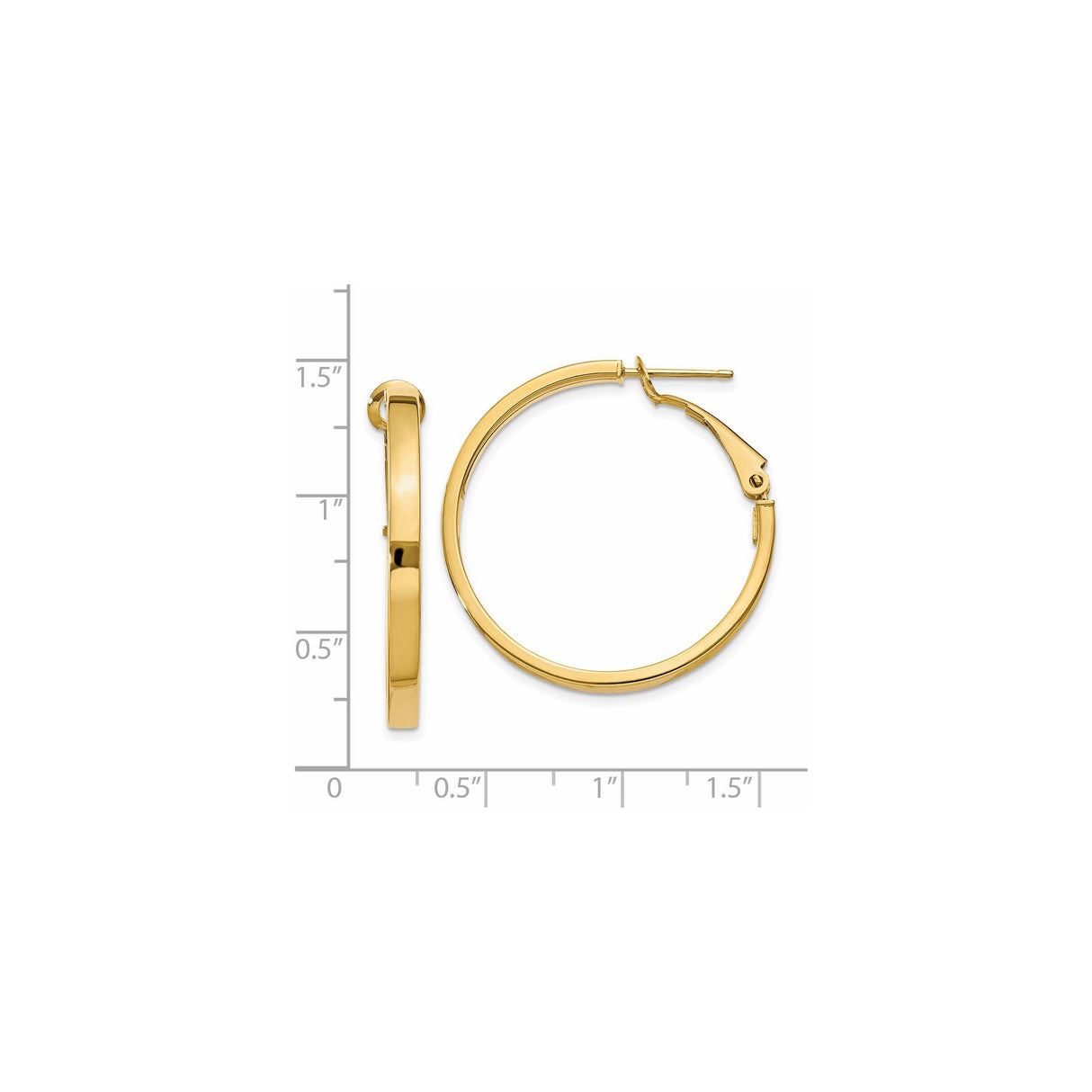 14k Yellow Gold Hoop Earrings, Classic Polished Finish, Hinged Back, Lightweight Design for Women