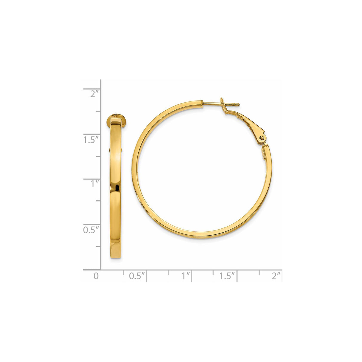 14k Yellow Gold Hoop Earrings, Polished Medium-Size Lightweight Design for Women