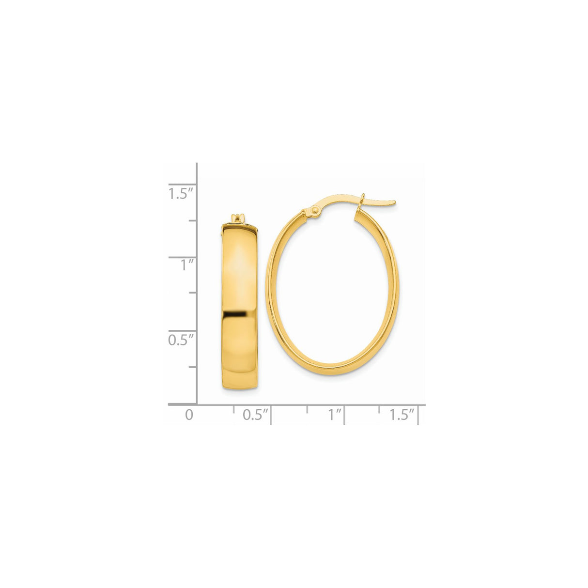 14k Yellow Gold Oval Hoop Earrings, Sleek High Polish, Minimalist Latch Back Design