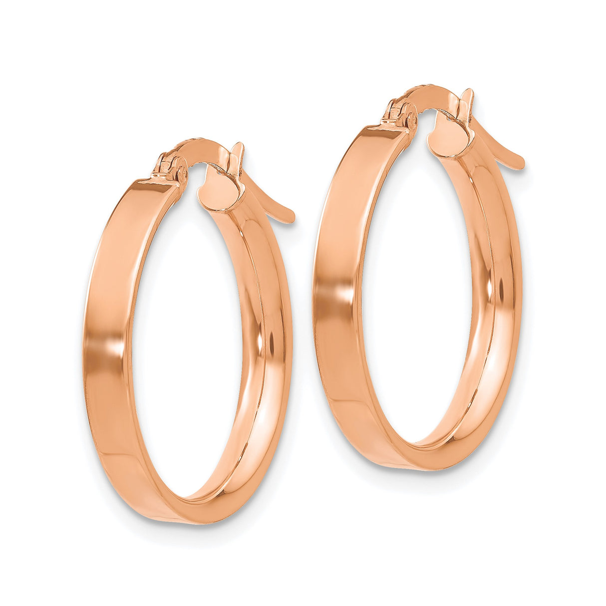 14k Rose Gold Hoop Earrings, Polished Finish, Classic Round Minimalist Style for Women