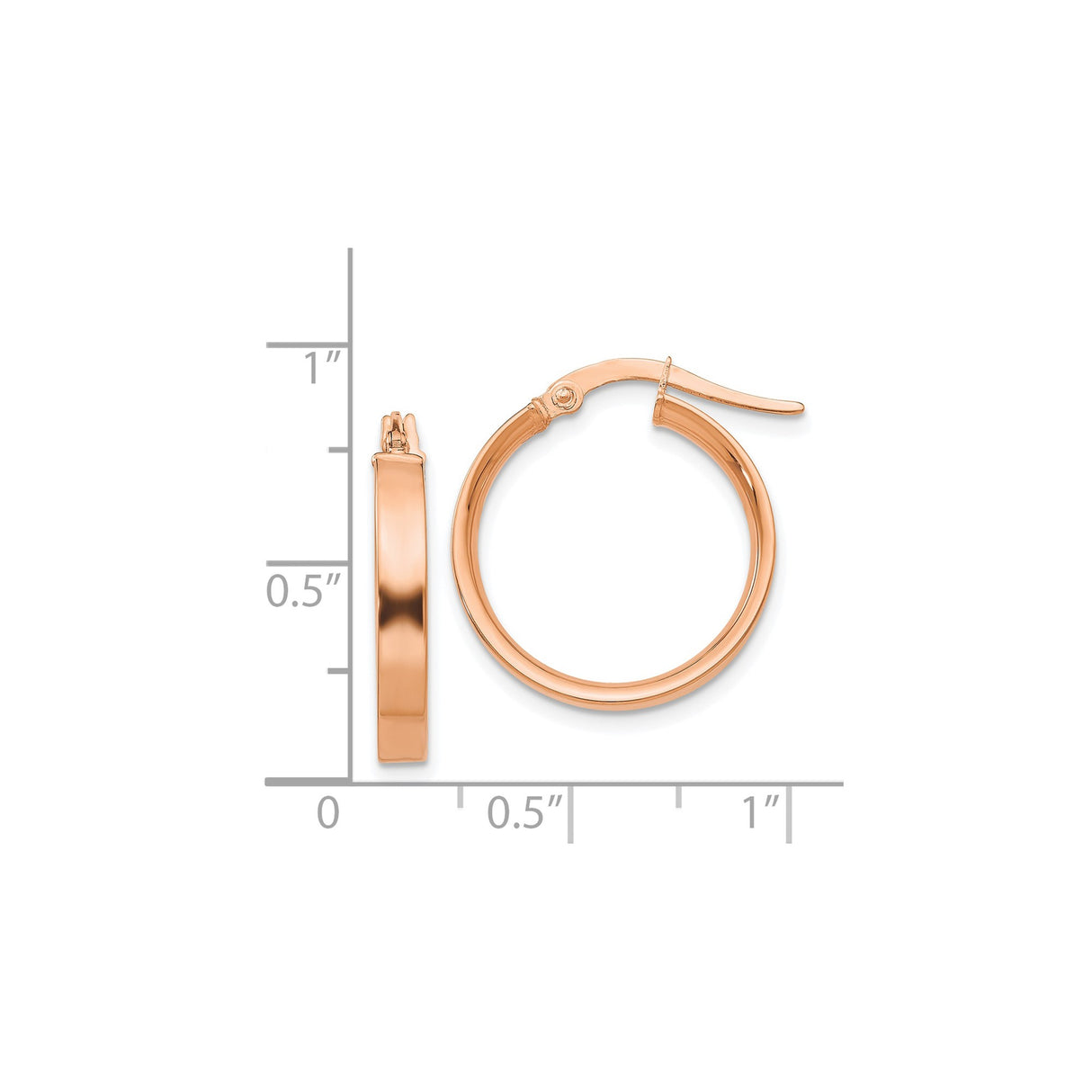 14k Rose Gold Hoop Earrings, Polished Finish, Classic Round Minimalist Style for Women