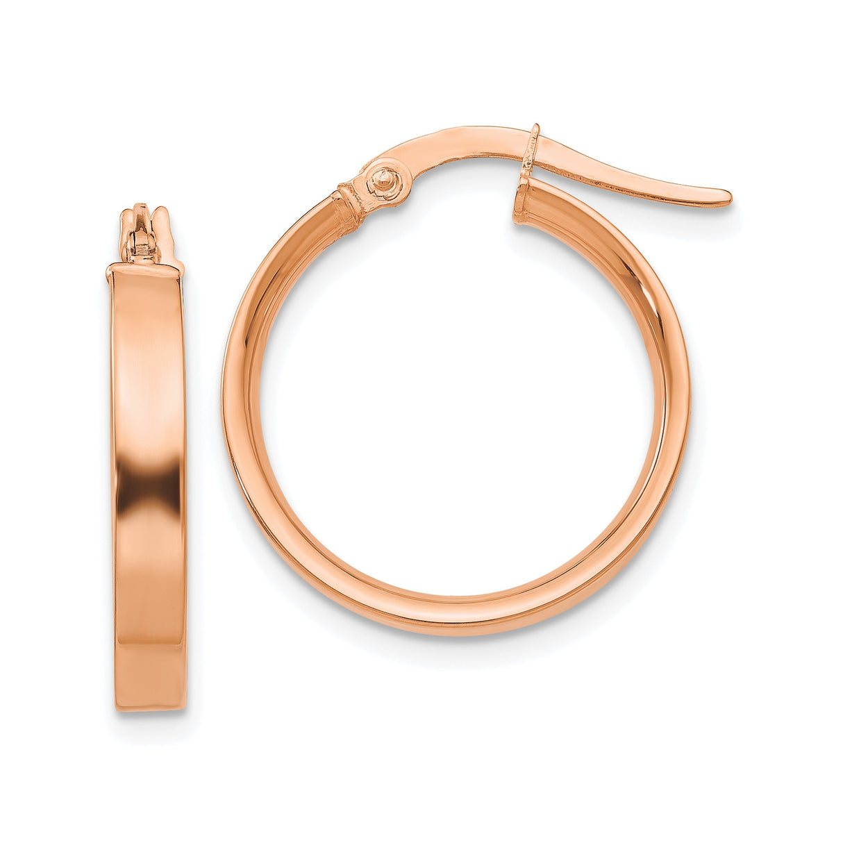 14k Rose Gold Hoop Earrings, Polished Finish, Classic Round Minimalist Style for Women