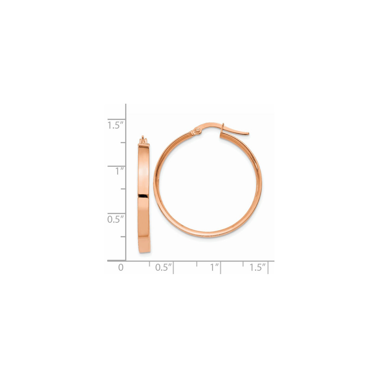 14k Rose Gold Hoop Earrings, Sleek Minimalist Design with Hinged Closure for Women