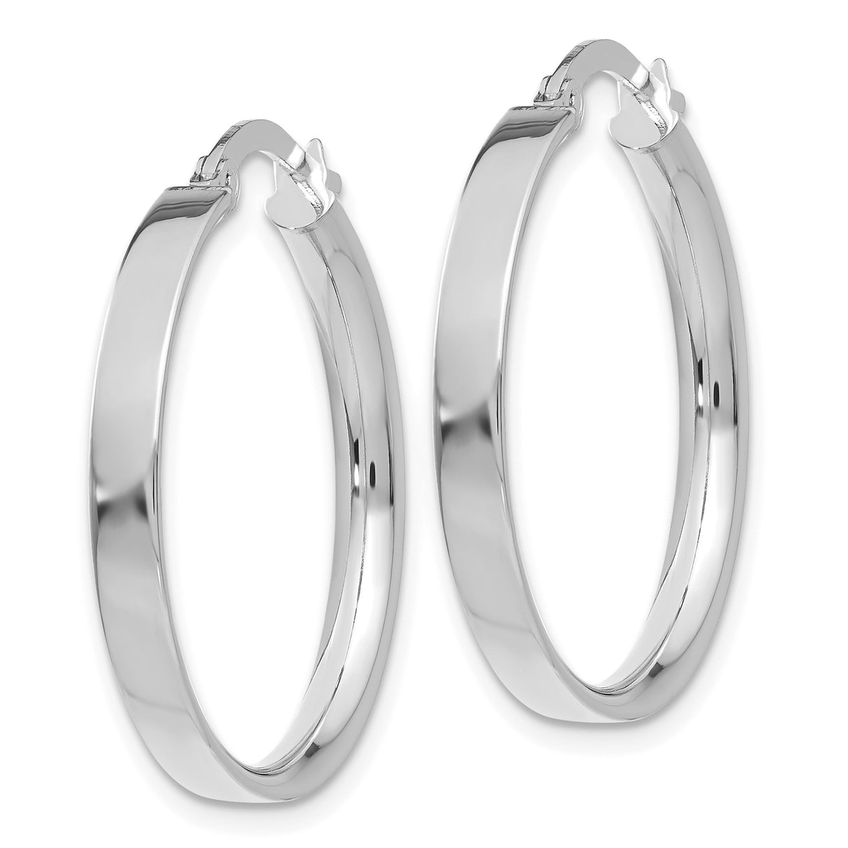 14k White Gold Hoop Earrings with Polished Finish and Latch-Back Closure, Minimalist Design