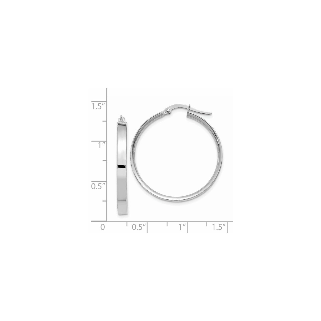 14k White Gold Hoop Earrings, Classic Round with Smooth High Polish Finish, Lightweight Everyday Jewelry