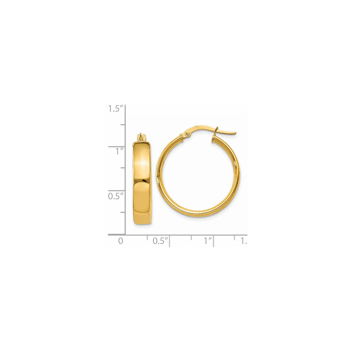 14k Yellow Gold Hoop Earrings, Smooth Polished Finish, Medium Lightweight Classic Hoops