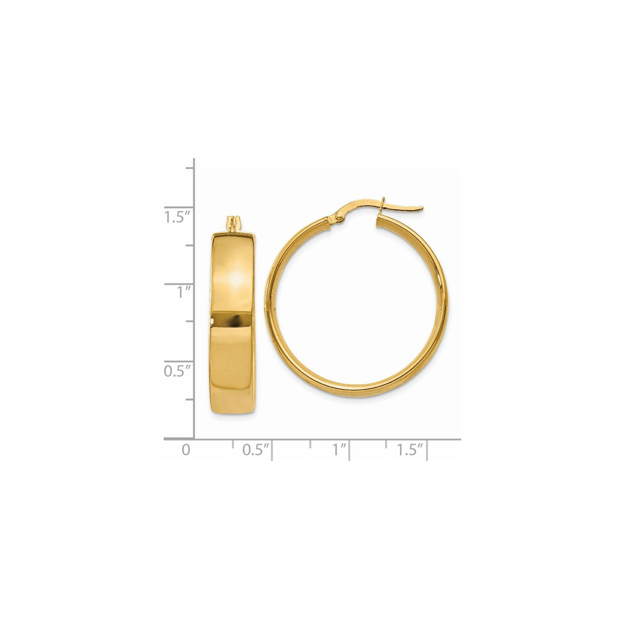 14k Yellow Gold Hoop Earrings, Polished Finish, Hinged Clasp, Minimalist Modern Style