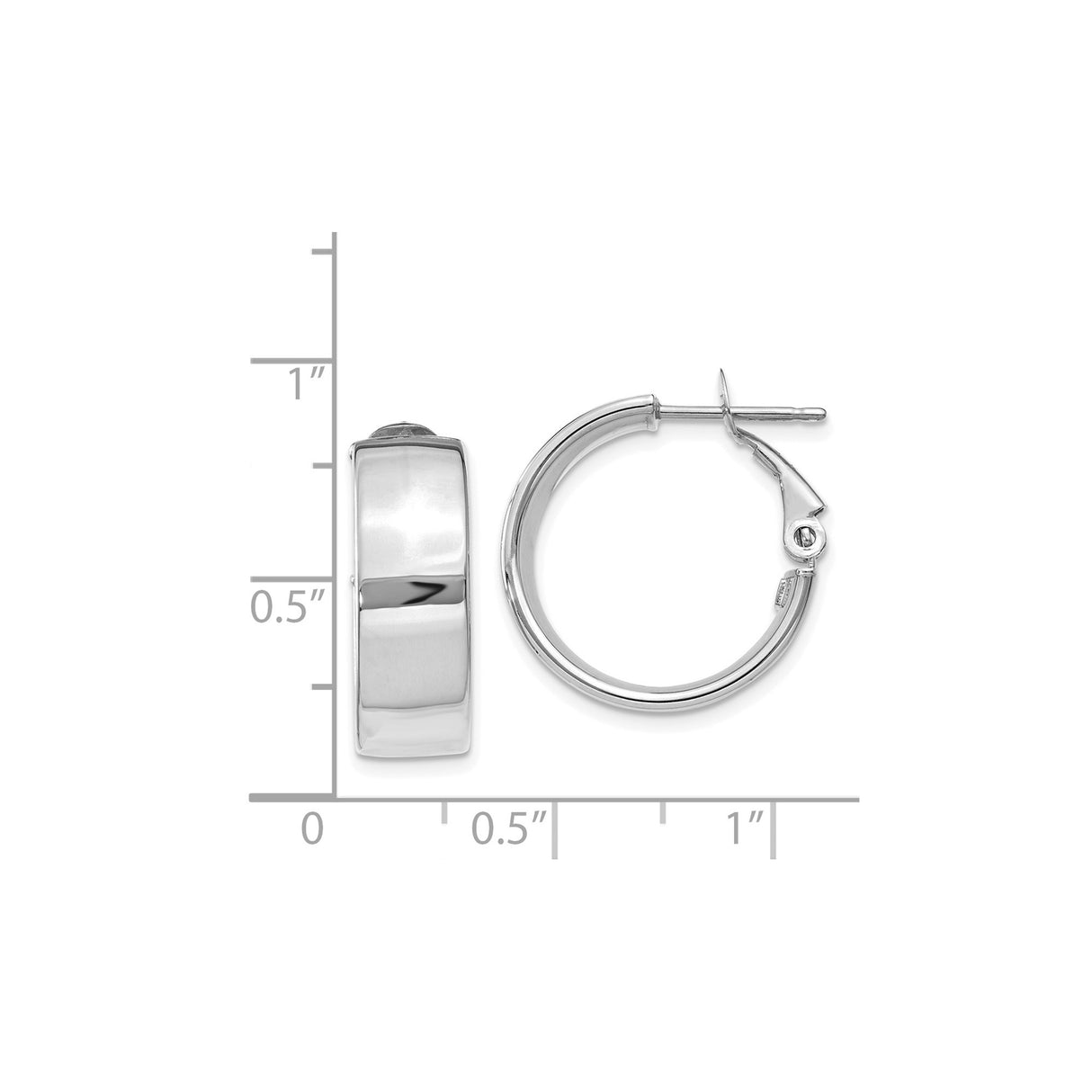14k White Gold Hoop Earrings, Small Round Hinged Hoops with High Polish Finish