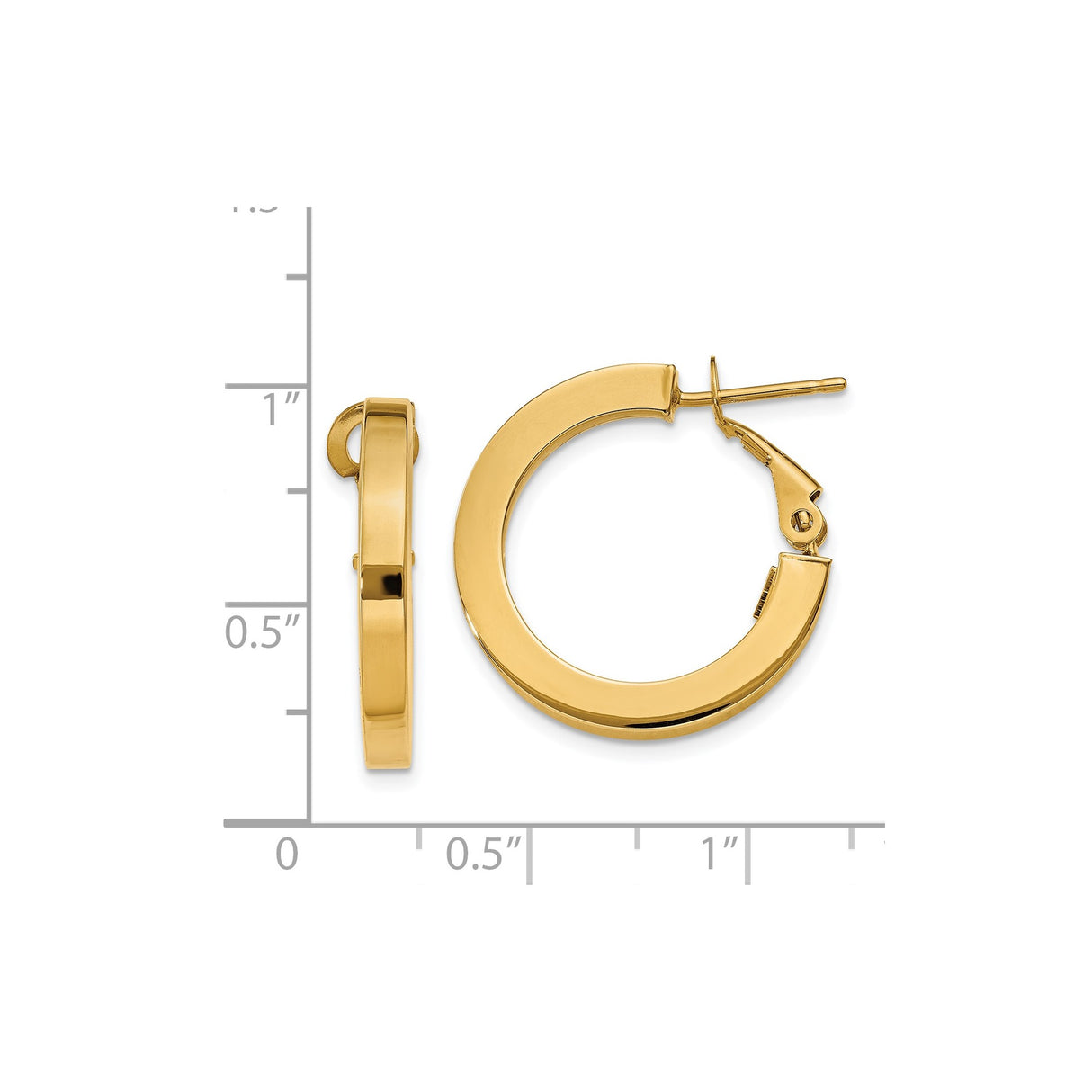 14k Yellow Gold Hoop Earrings, Classic Round Medium Hoops with Hinged Clasp