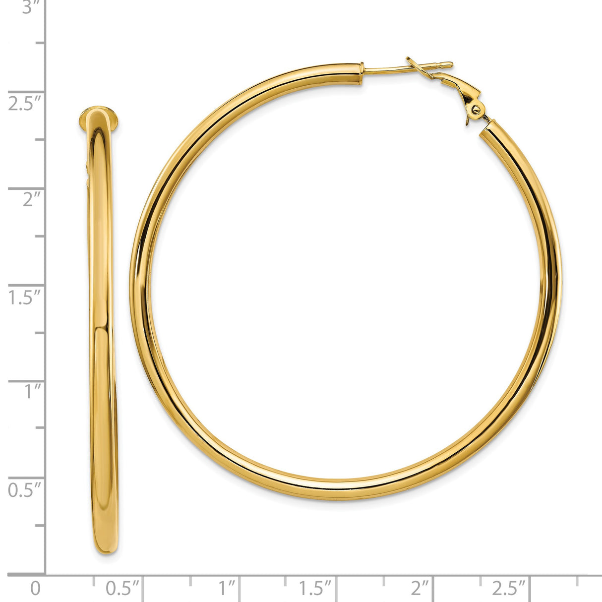 14k Yellow Gold Hoop Earrings, High Polish Finish, Lightweight Classic Design for Women