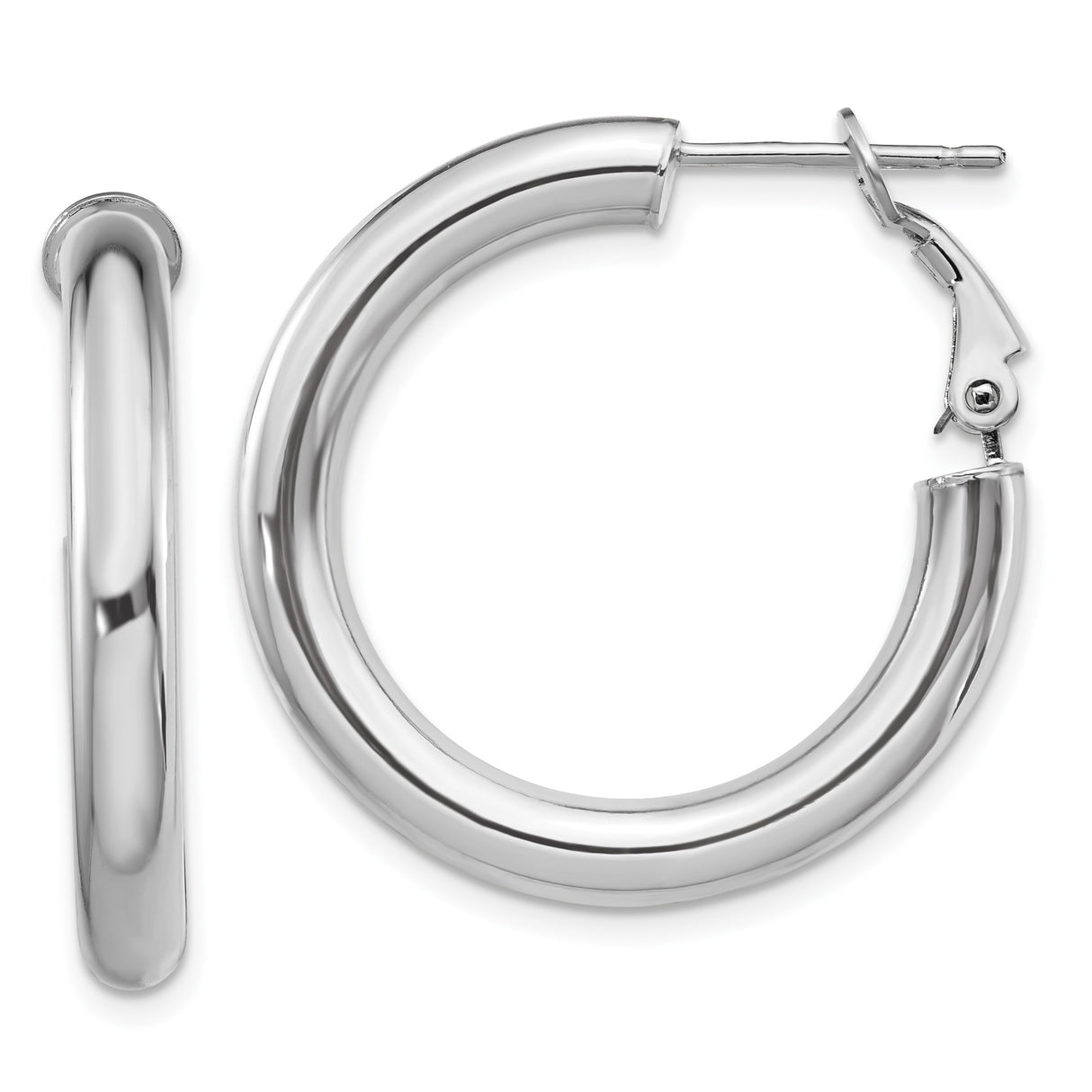 14k White Gold Hoop Earrings, Polished Finish, Lightweight Modern Design for Women
