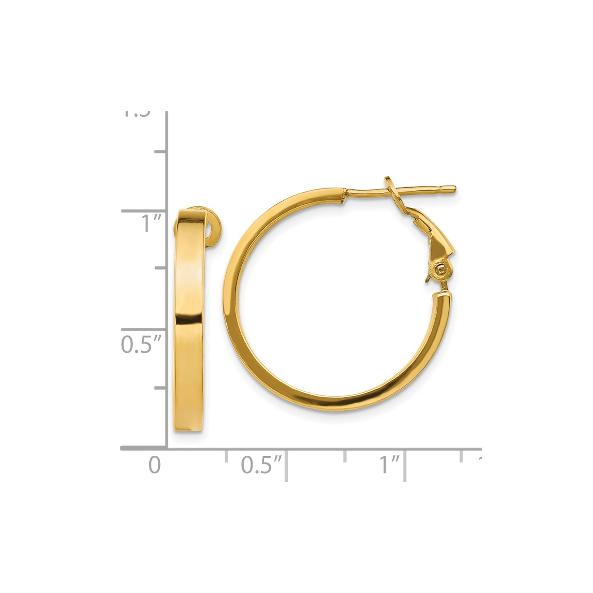 14k Yellow Gold Hoop Earrings, Lightweight Tube Style with Hinged Snap Closure