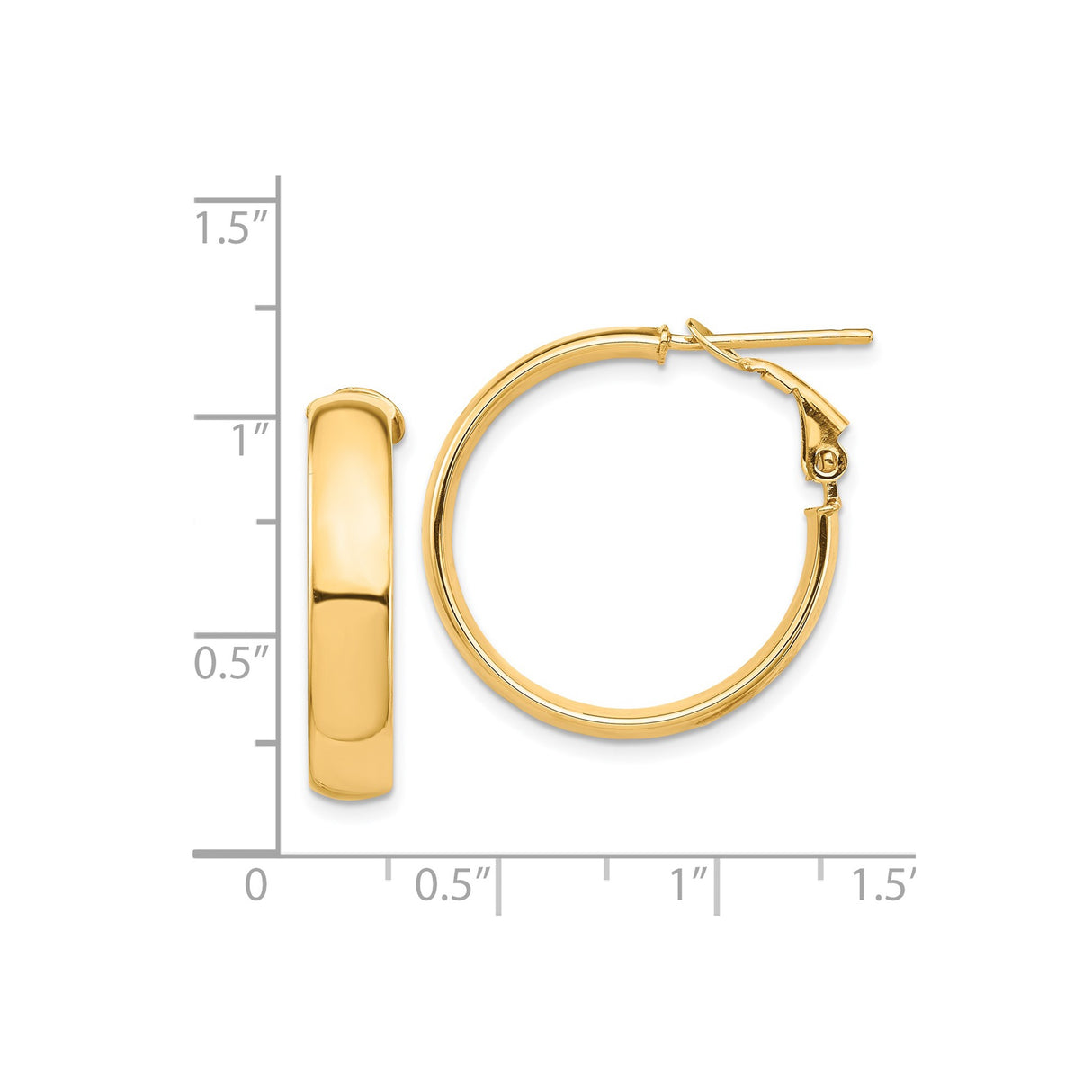14k Yellow Gold Hoop Earrings, Polished Finish, Hinged Latch Backs, Classic Minimalist Design