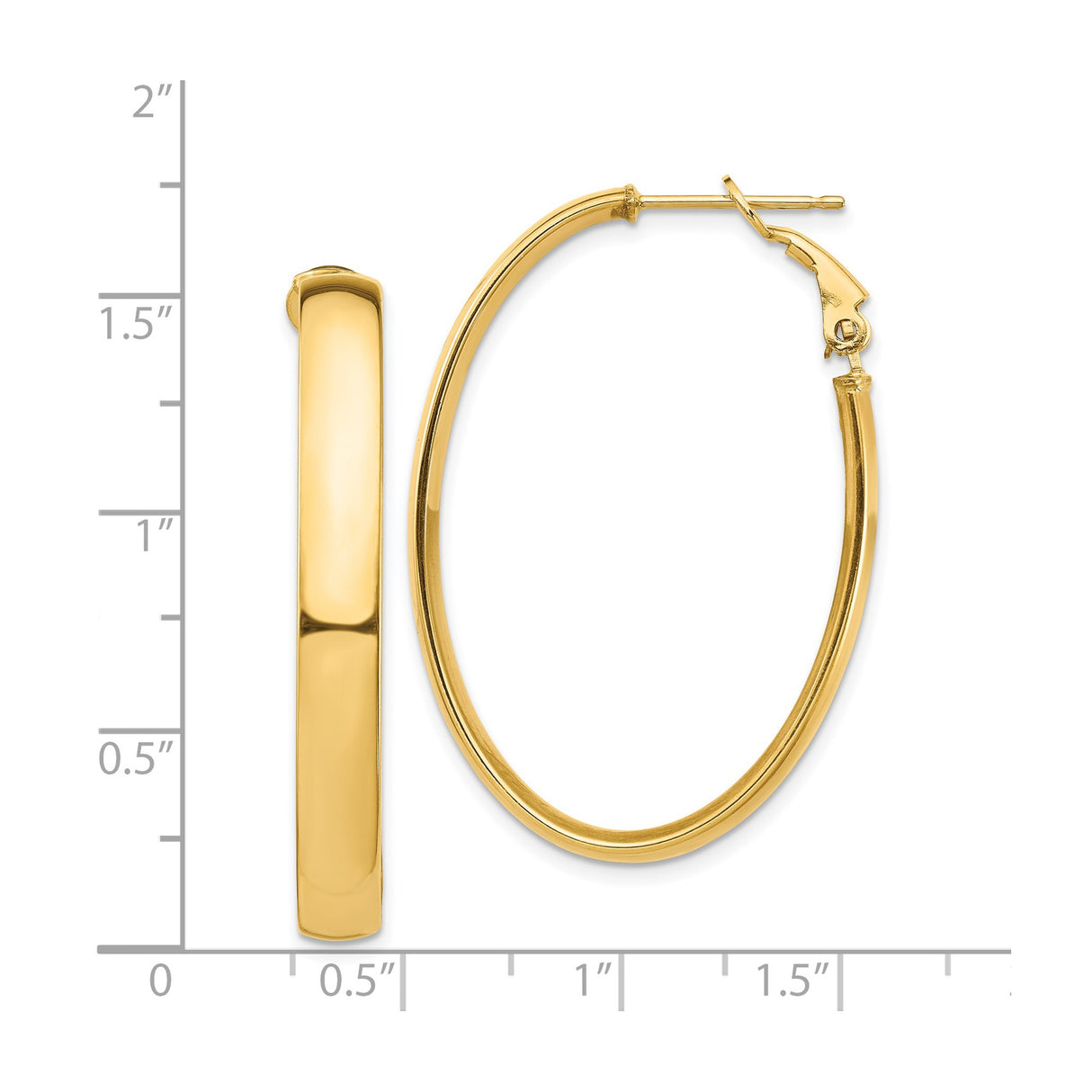 14k Yellow Gold Oval Hoop Earrings, Lightweight Polished Hoops, Minimalist Style for Women