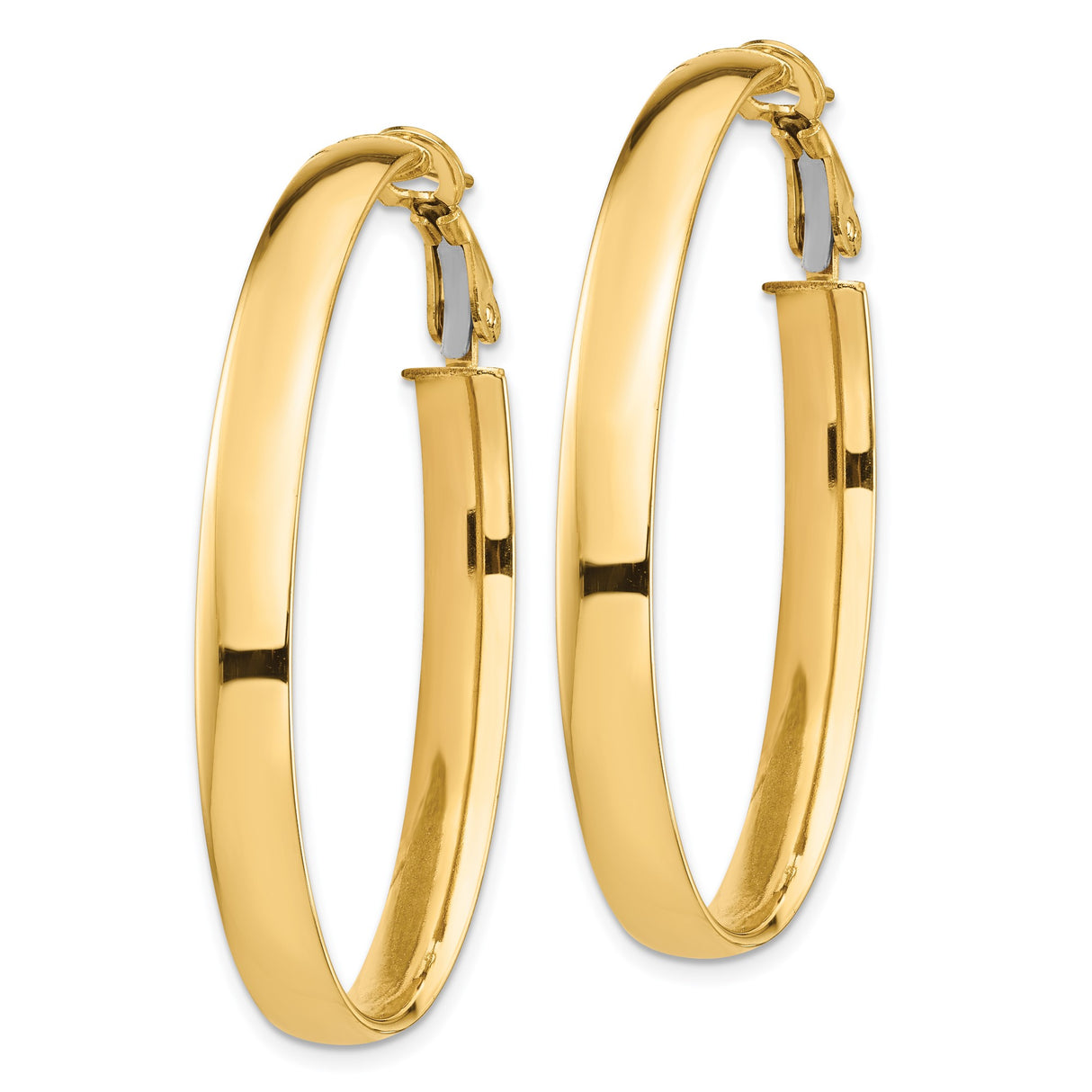 14k Yellow Gold Oval Hoop Earrings, Polished Finish, Lightweight Minimalist Design for Women