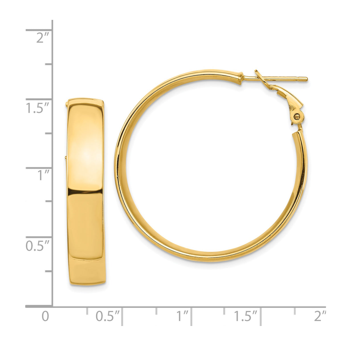 14k Yellow Gold Hoop Earrings, Classic Round Lightweight Polished Hoops for Women