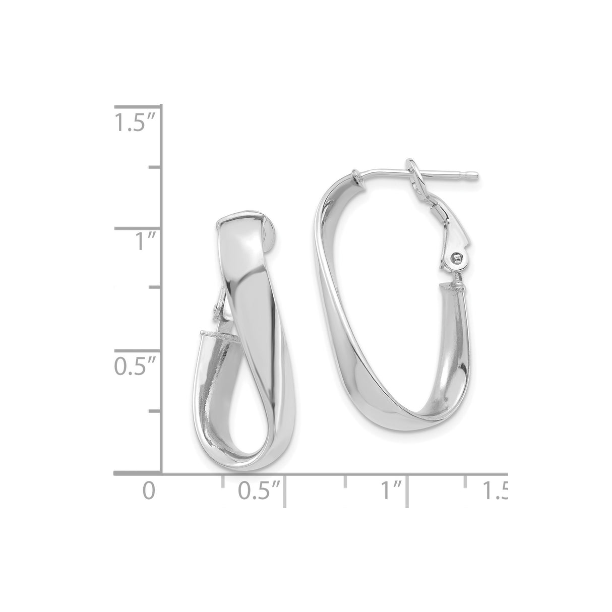 14k White Gold Twist Hoop Earrings, Teardrop Shaped Polished Hoops, Lightweight Modern Design