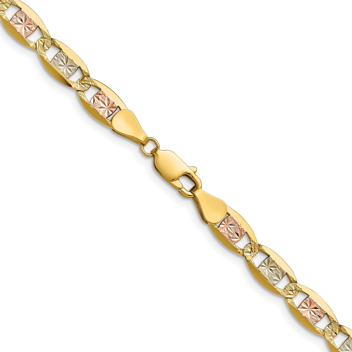 14K Tri-color Gold 6.1 mm Polished Chain Necklace alternate angle