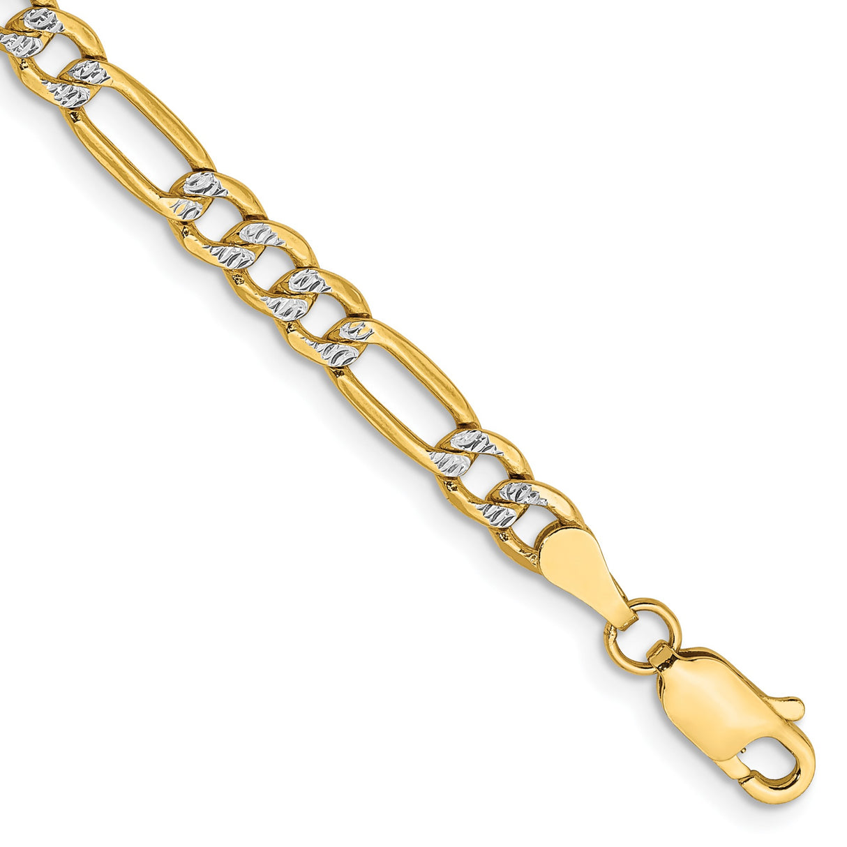 14K Yellow Gold 3.9 mm Figaro Chain Anklet, Polished