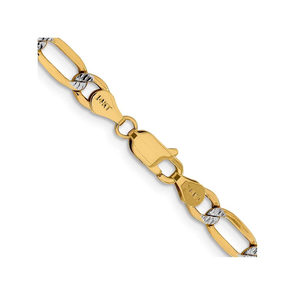 14K Yellow Gold 5.25 mm Figaro Chain Necklace, Polished alternate angle