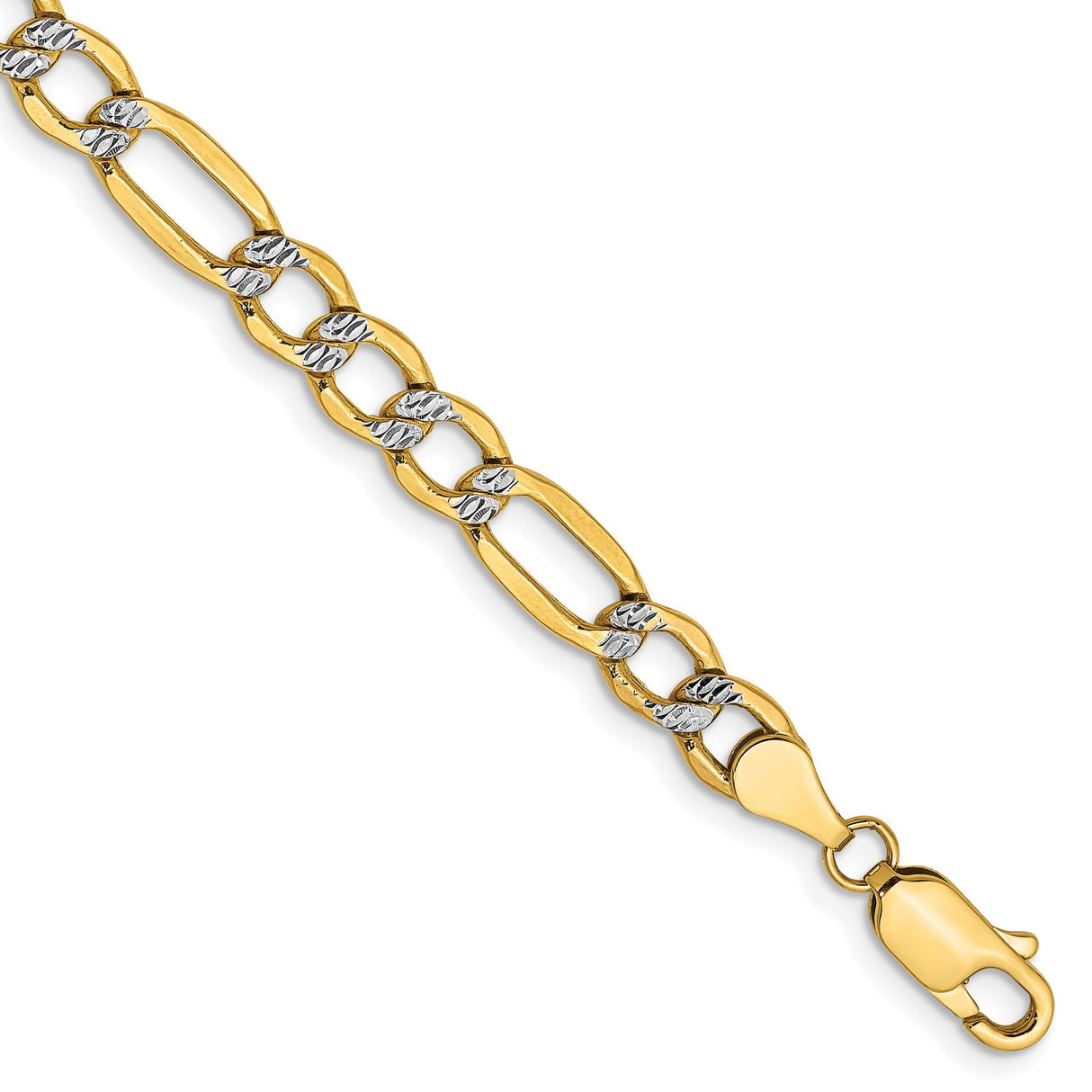 14K Yellow Gold 5.25 mm Figaro Chain Anklet, Polished