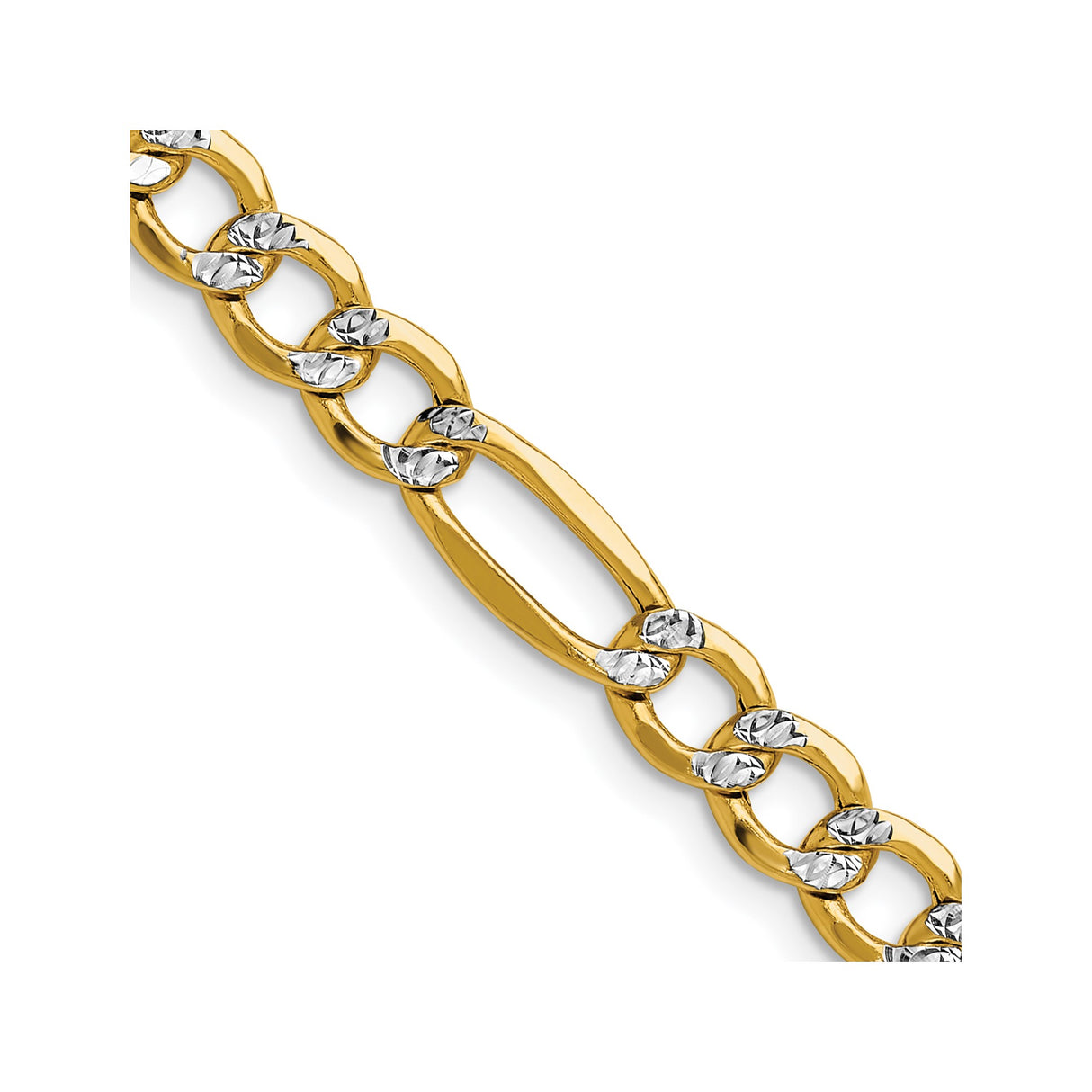 14K Yellow Gold 6.5 mm Figaro Chain Necklace, Polished detail view