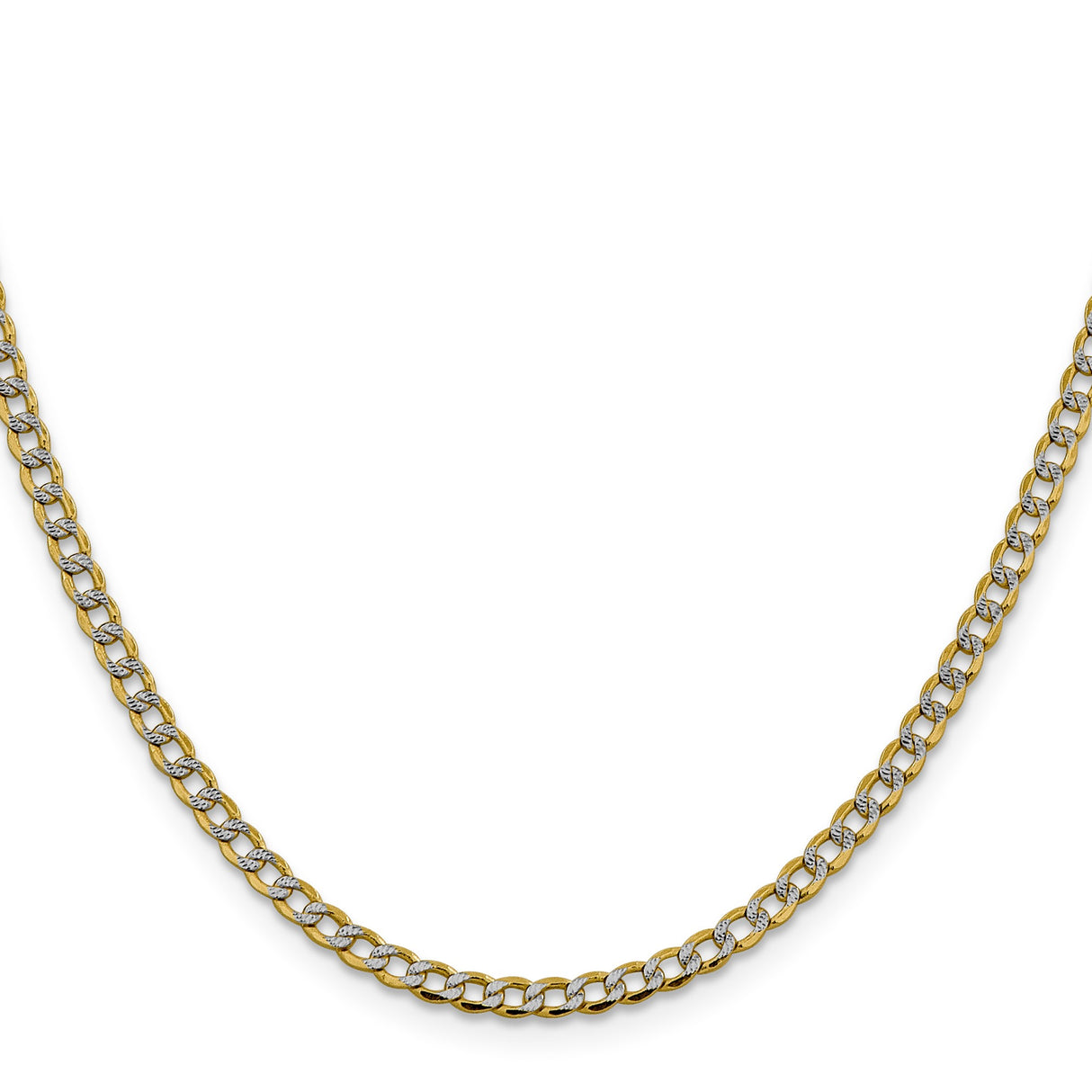 14K Yellow Gold 3.4 mm Curb Chain Necklace, Polished