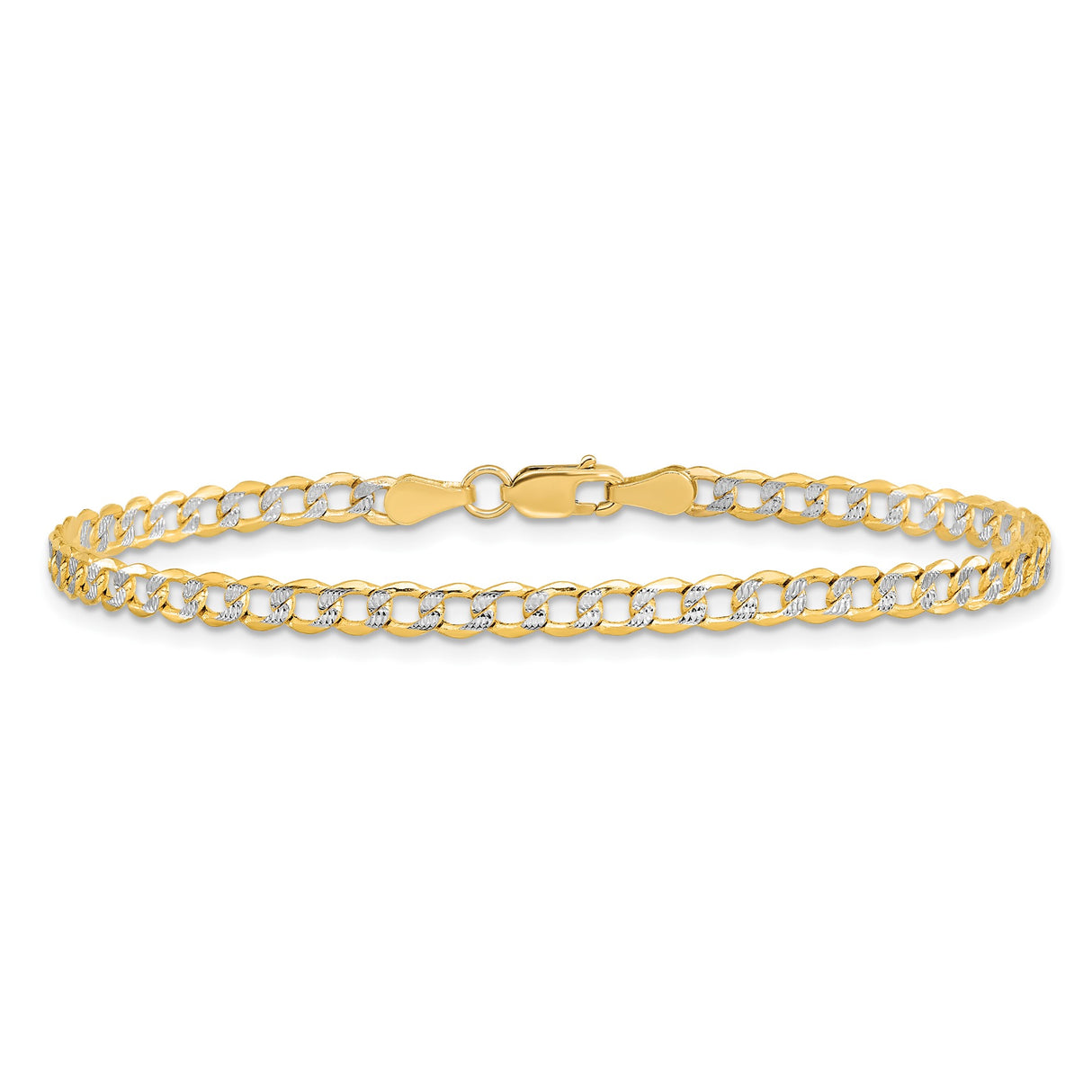 14K Yellow Gold 3.4 mm Curb Chain Bracelet, Polished