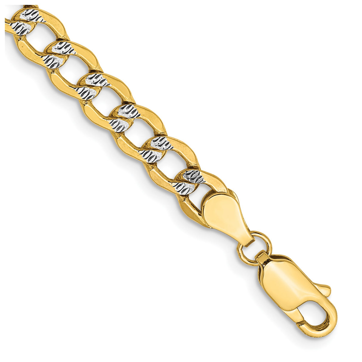 14K Yellow Gold 5.2 mm Curb Chain Anklet, Polished alternate angle