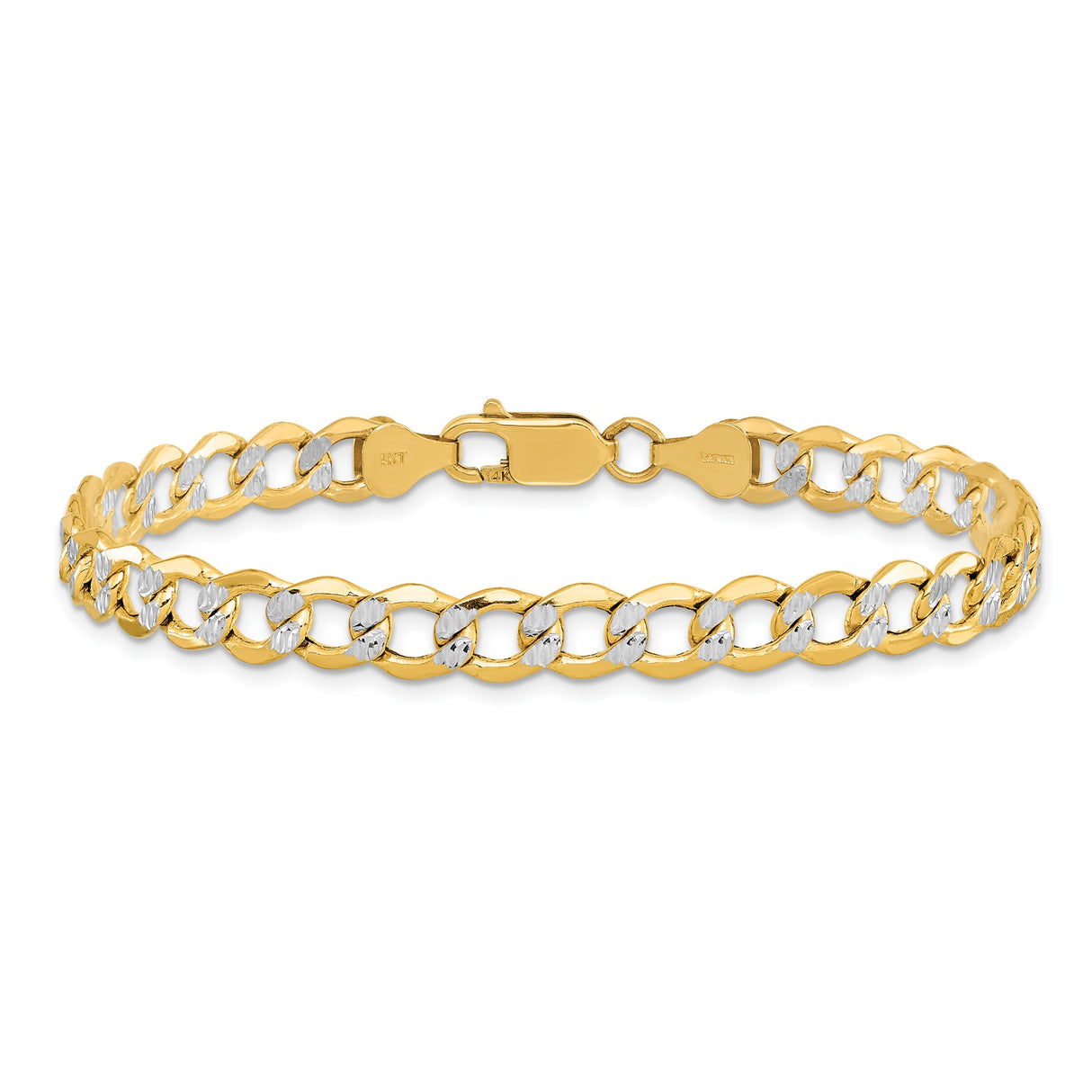 14K Yellow Gold 6.75 mm Curb Chain Anklet, Polished