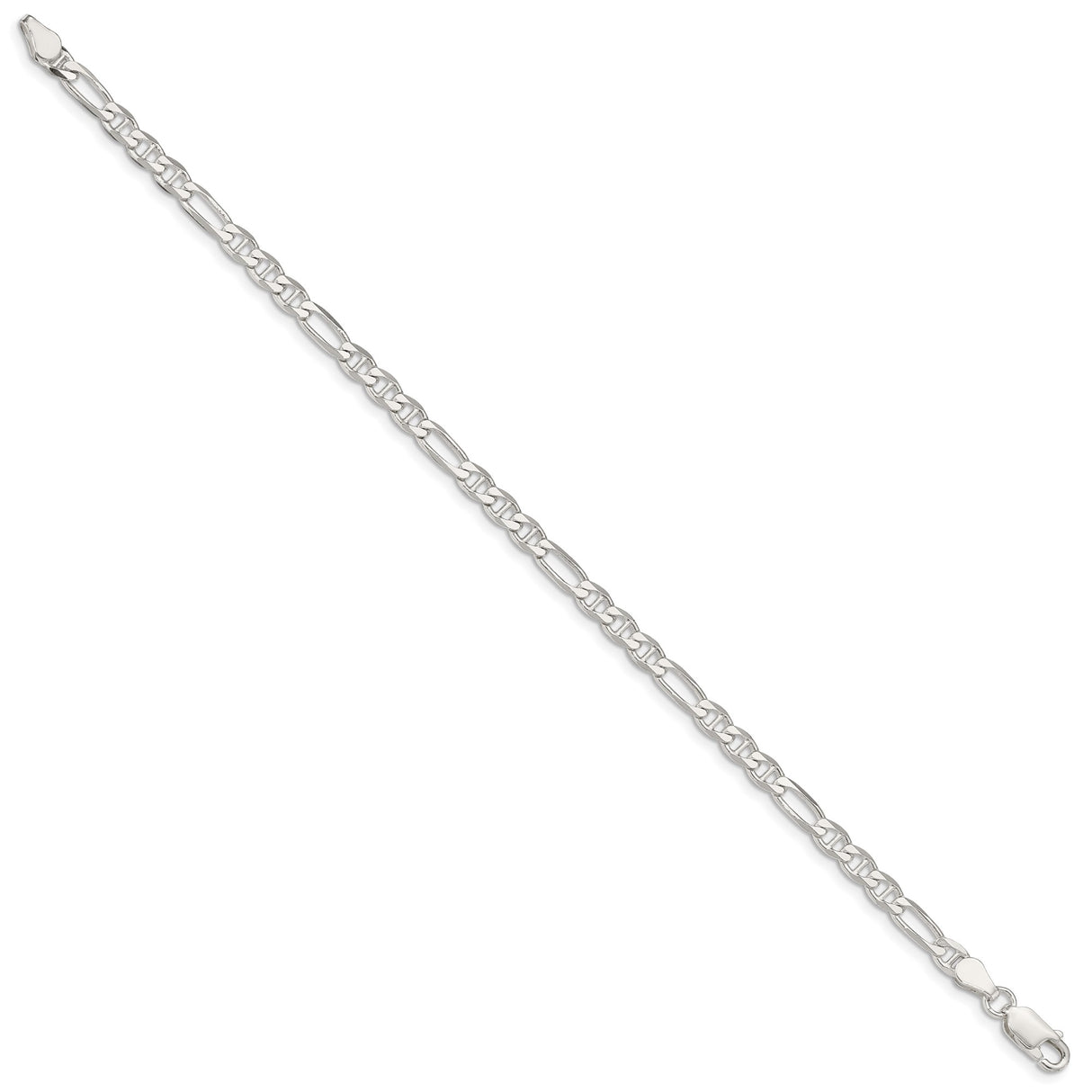 925 White Gold 3.75 mm Polished Chain Bracelet, Solid