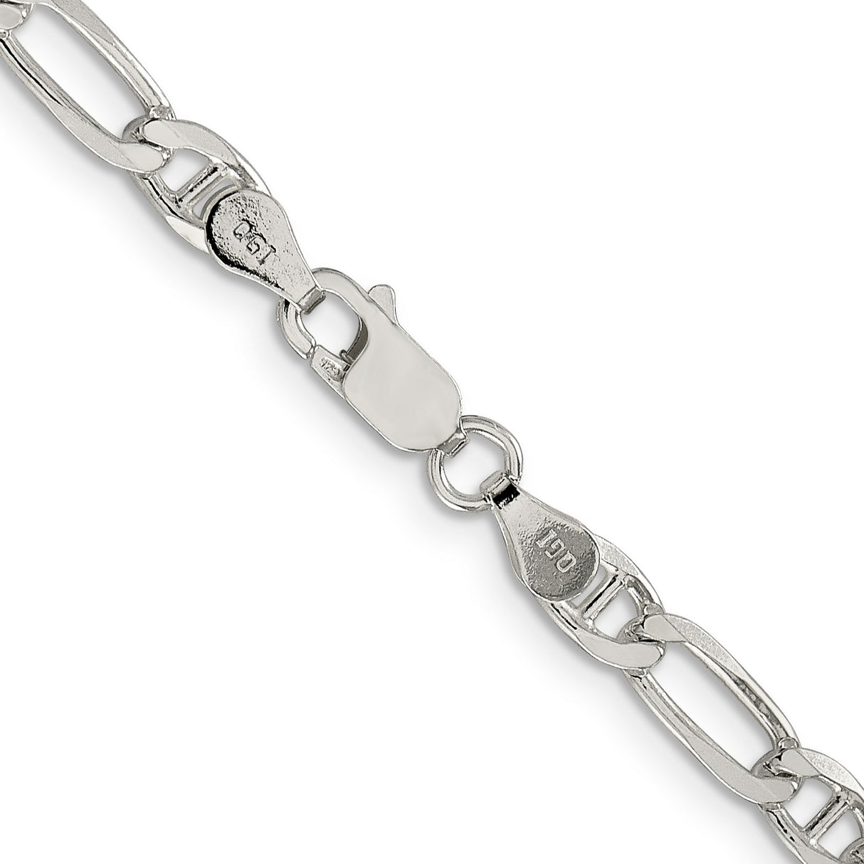 925 White Gold 4.5 mm Polished Chain Necklace, Solid alternate angle