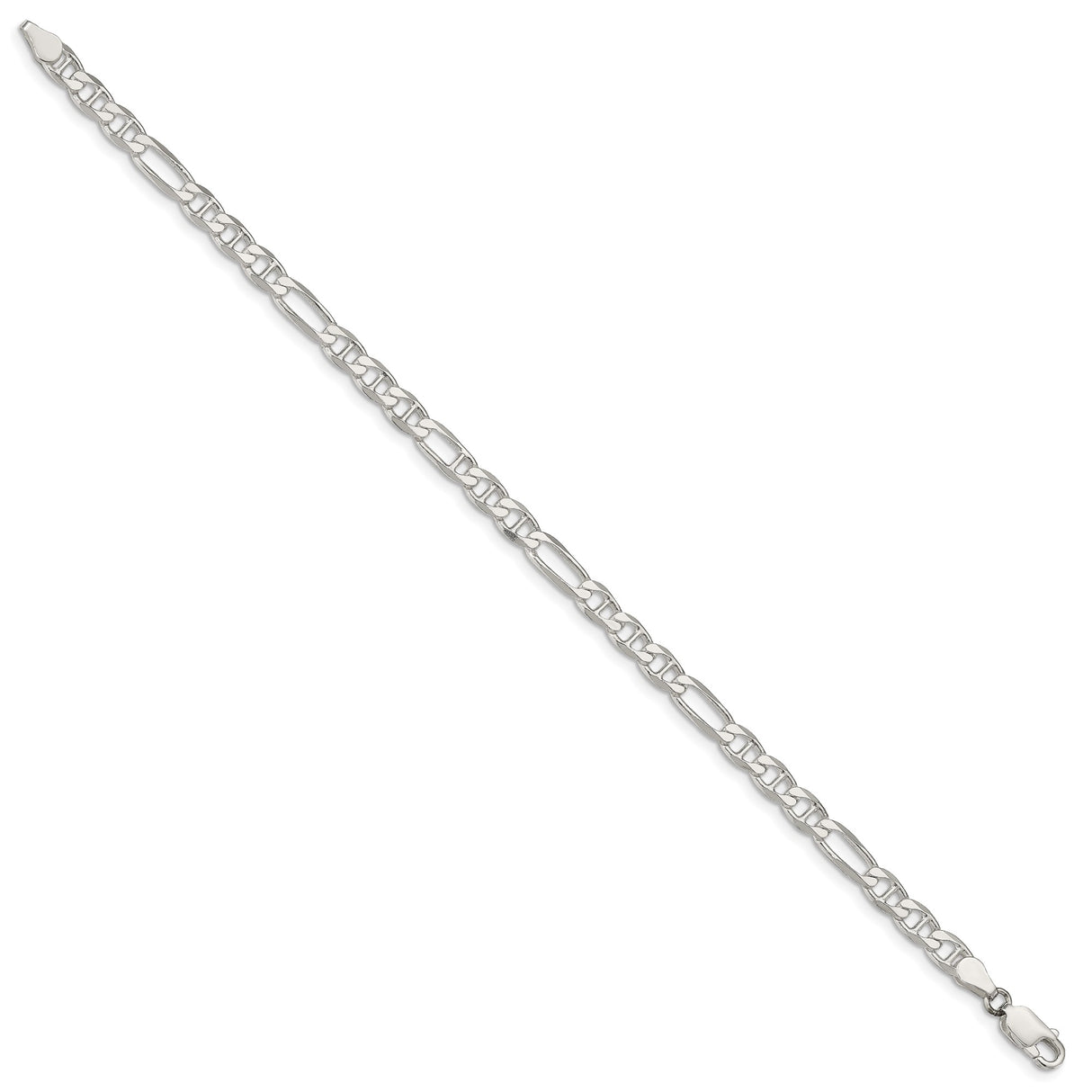 925 White Gold 4.5 mm Polished Chain Bracelet, Solid