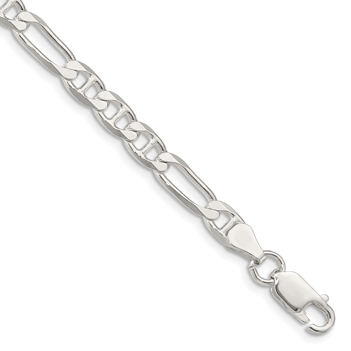 925 White Gold 5.5 mm Polished Chain Anklet, Solid shown for scale