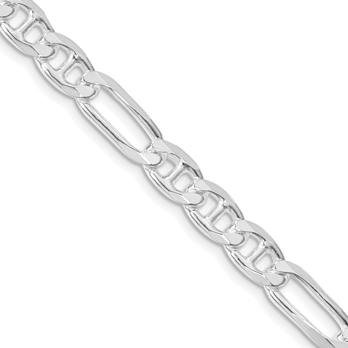 925 White Gold 6.5 mm Polished Chain Necklace, Solid detail view