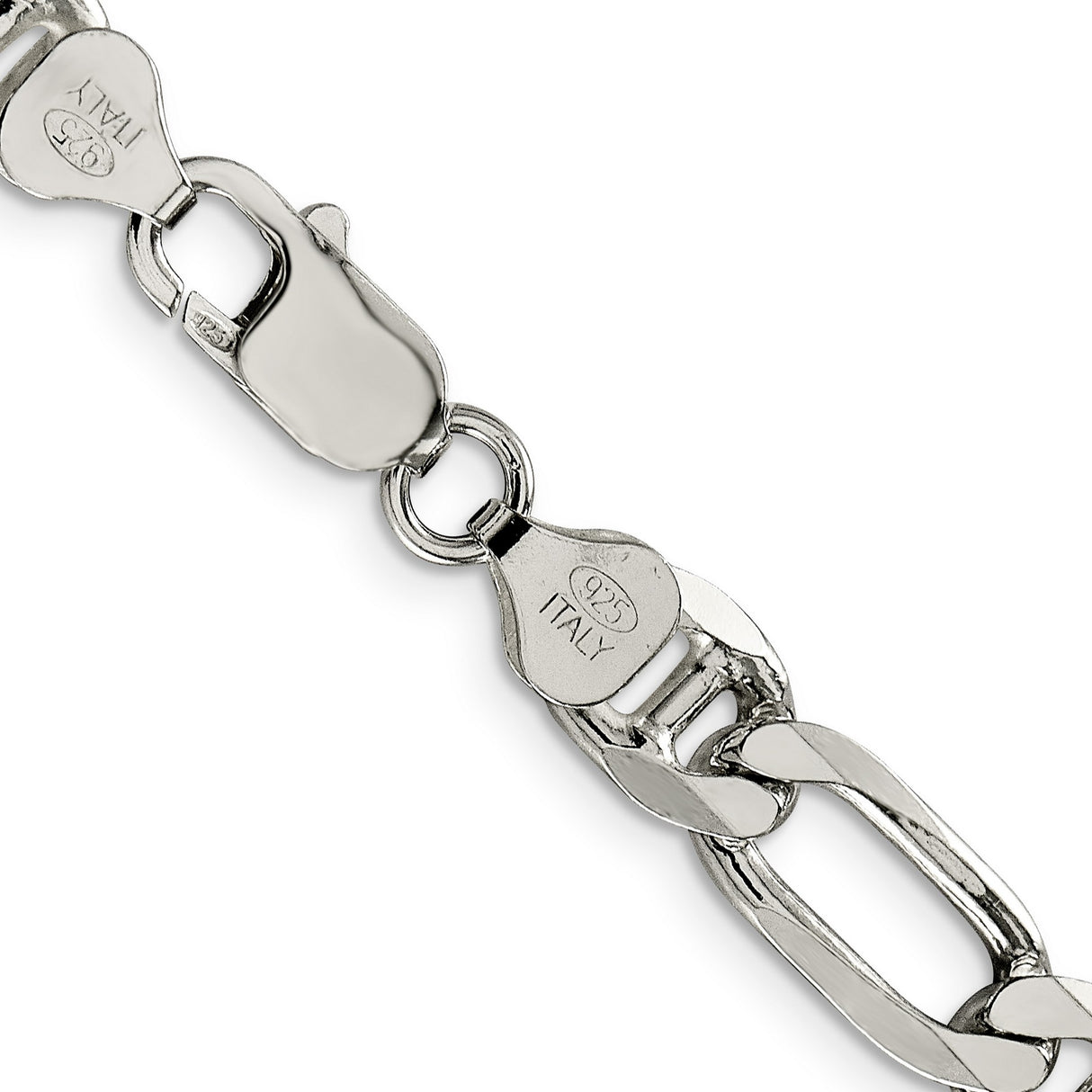 925 White Gold 7.75 mm Polished Chain Necklace, Solid alternate angle