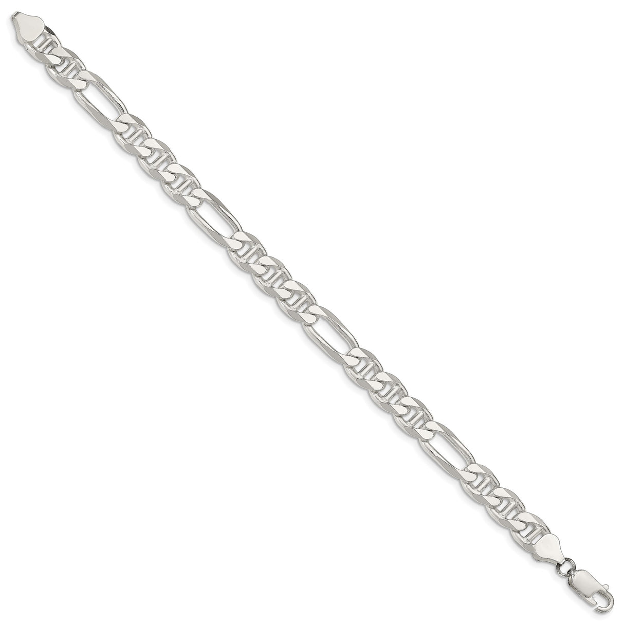 925 White Gold 7.75 mm Polished Chain Anklet, Solid