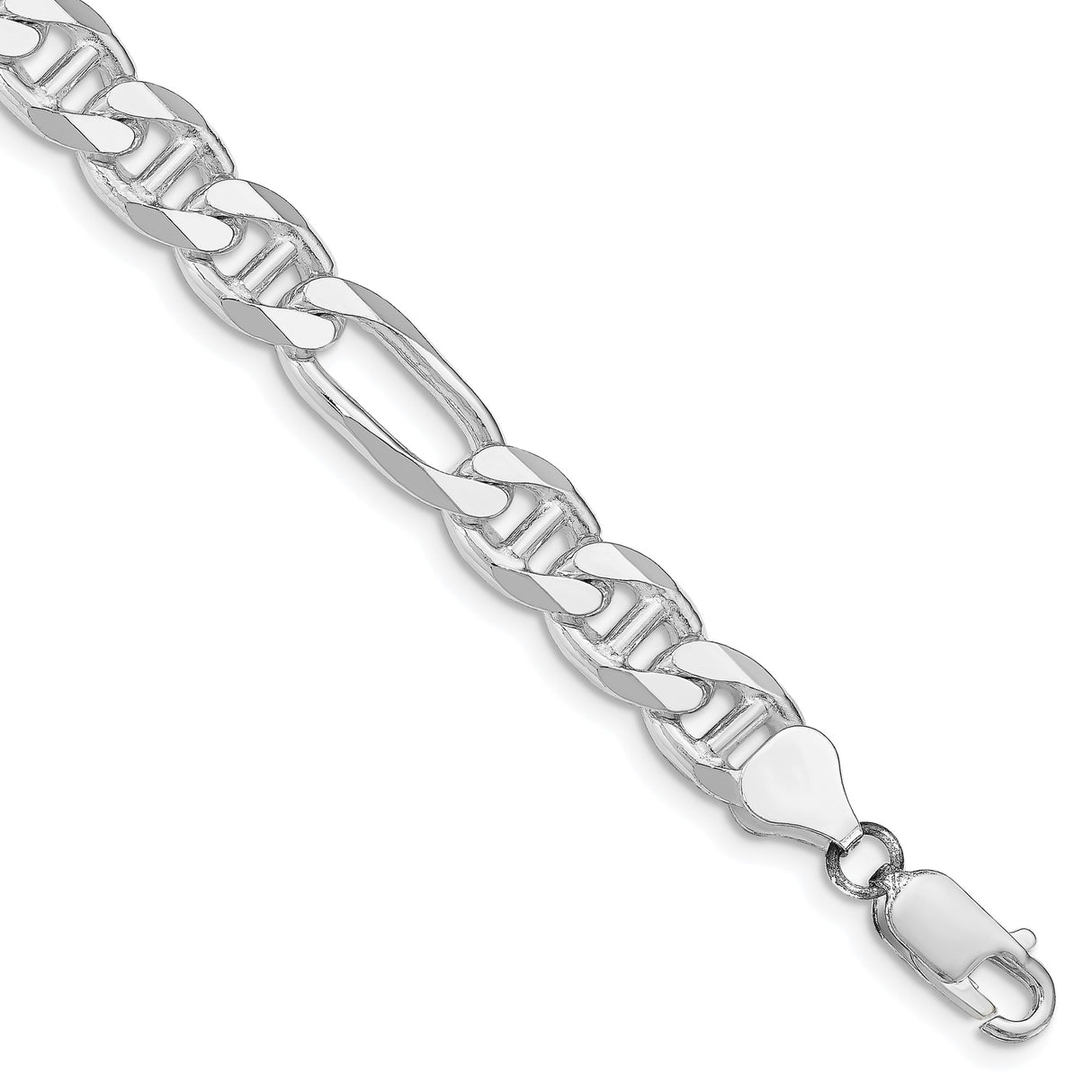 925 White Gold 7.75 mm Polished Chain Anklet, Solid shown for scale