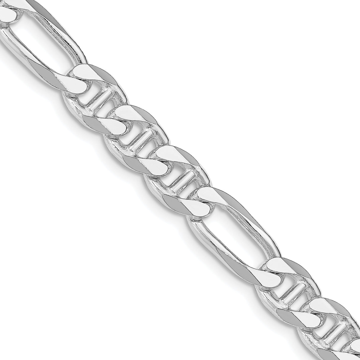 925 White Gold 7.75 mm Polished Chain Necklace, Solid detail view
