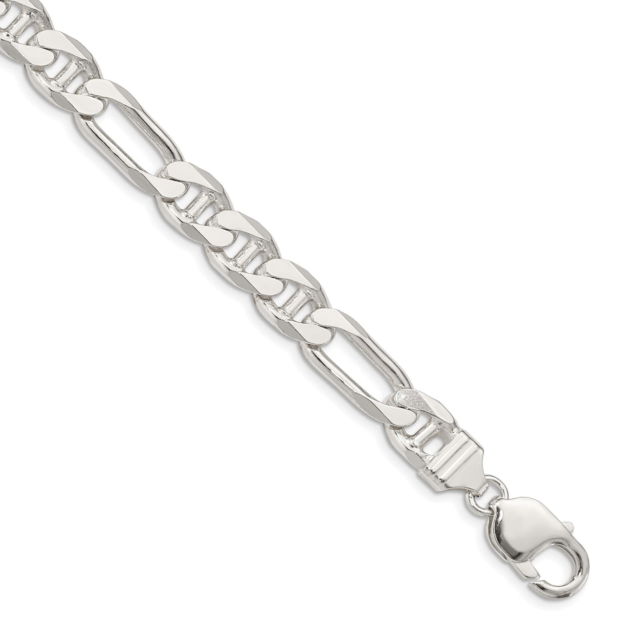925 White Gold 8.75 mm Polished Chain Anklet, Solid shown for scale
