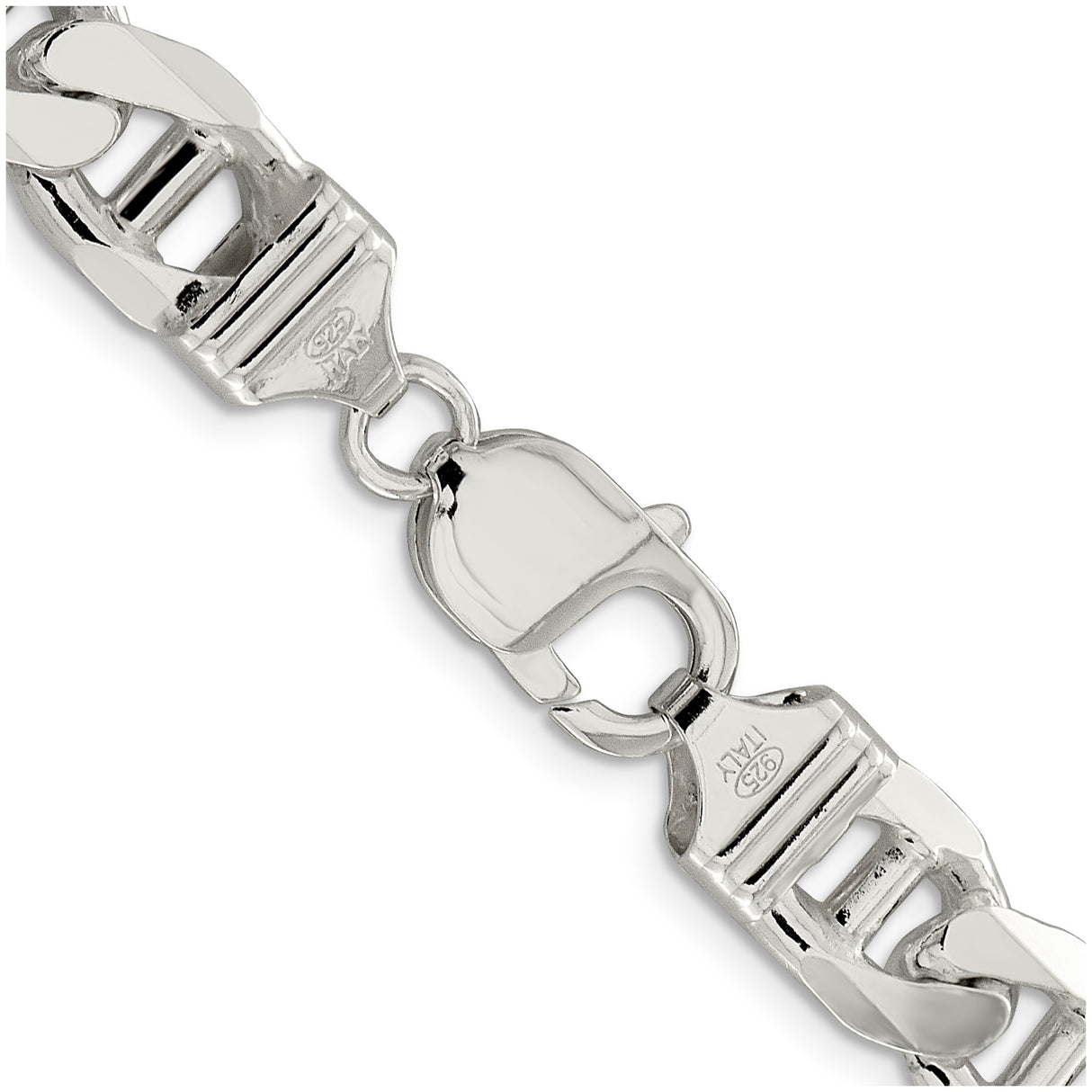 925 White Gold 10.65 mm Polished Chain Necklace, Solid alternate angle