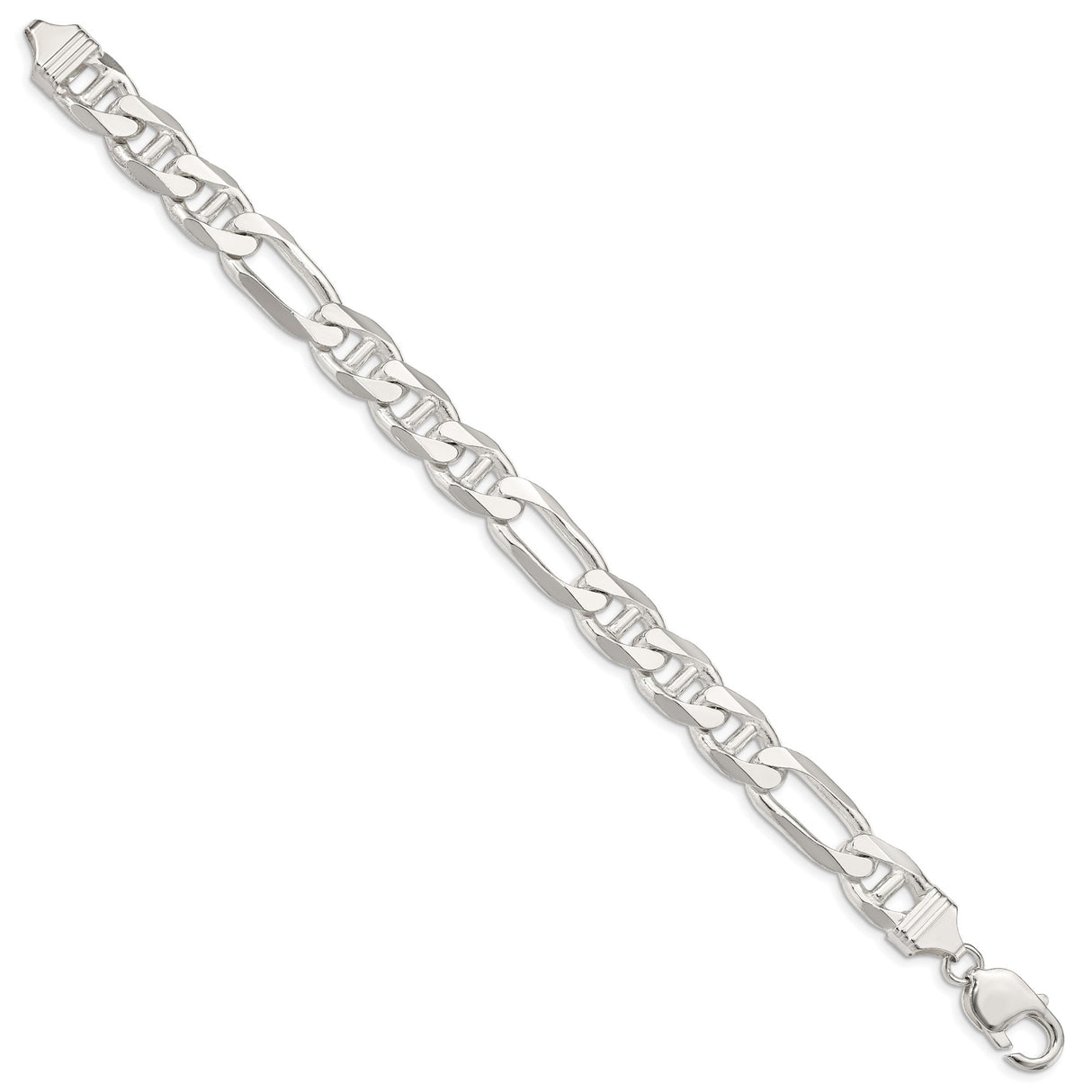 925 White Gold 10.65 mm Polished Chain Anklet, Solid