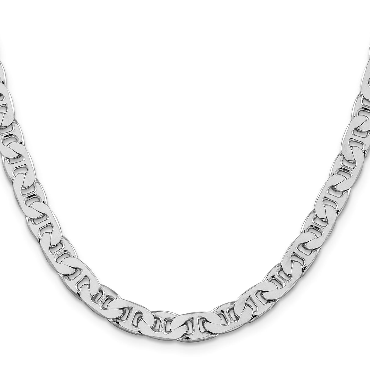 925 White Gold 6.5 mm Polished Chain Necklace