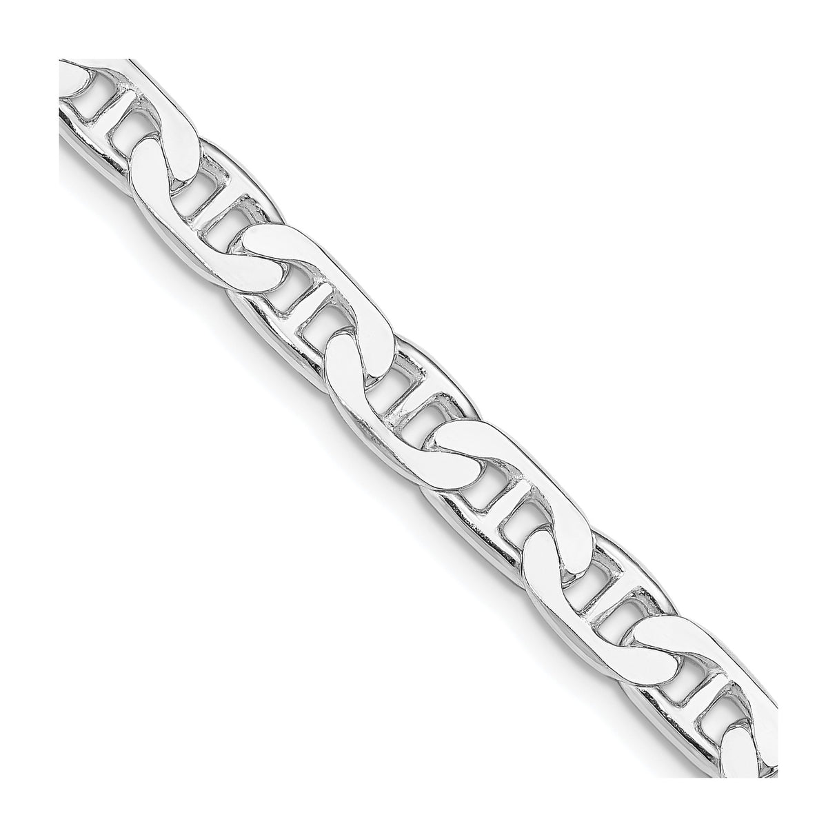 925 White Gold 6.5 mm Polished Chain Necklace detail view