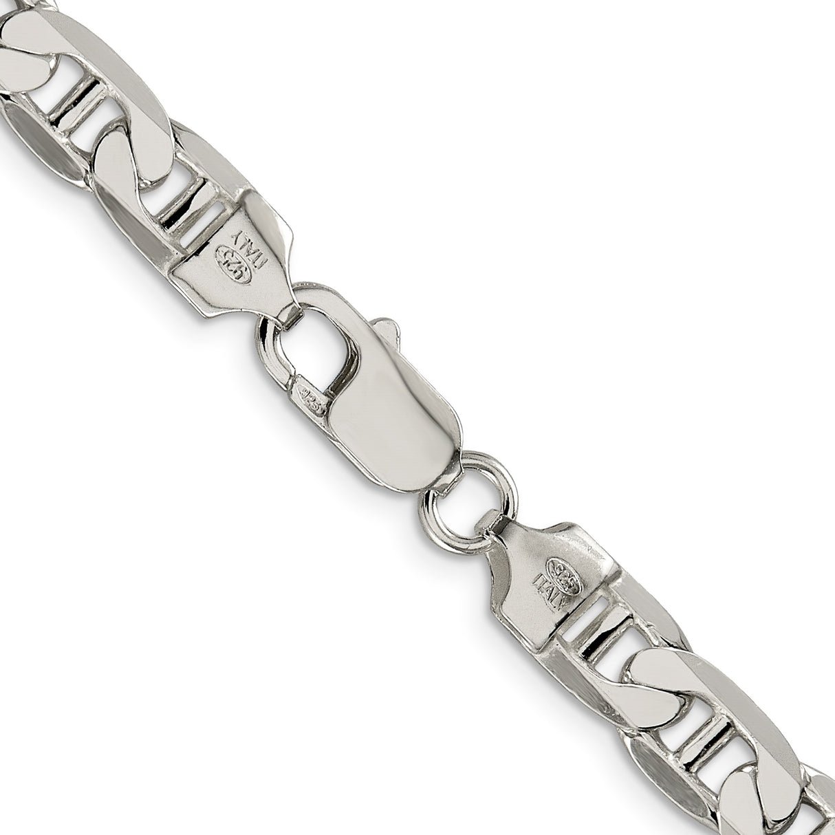 925 White Gold 7 mm Polished Chain Necklace, Solid alternate angle