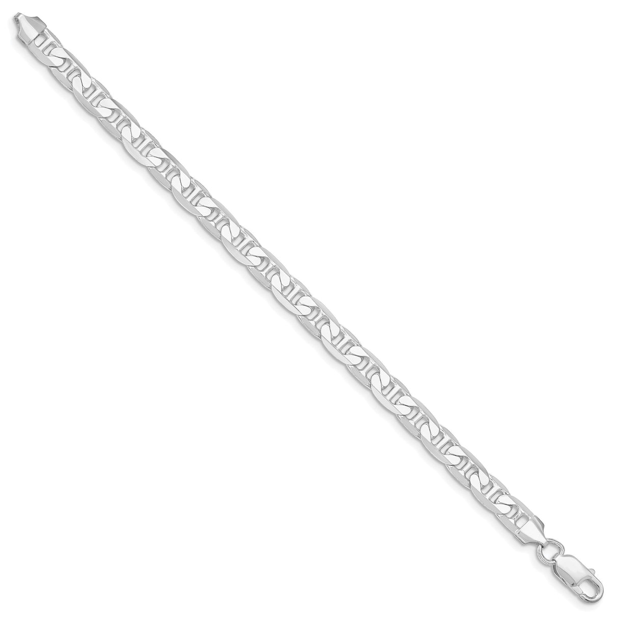 925 White Gold 7 mm Polished Chain Bracelet