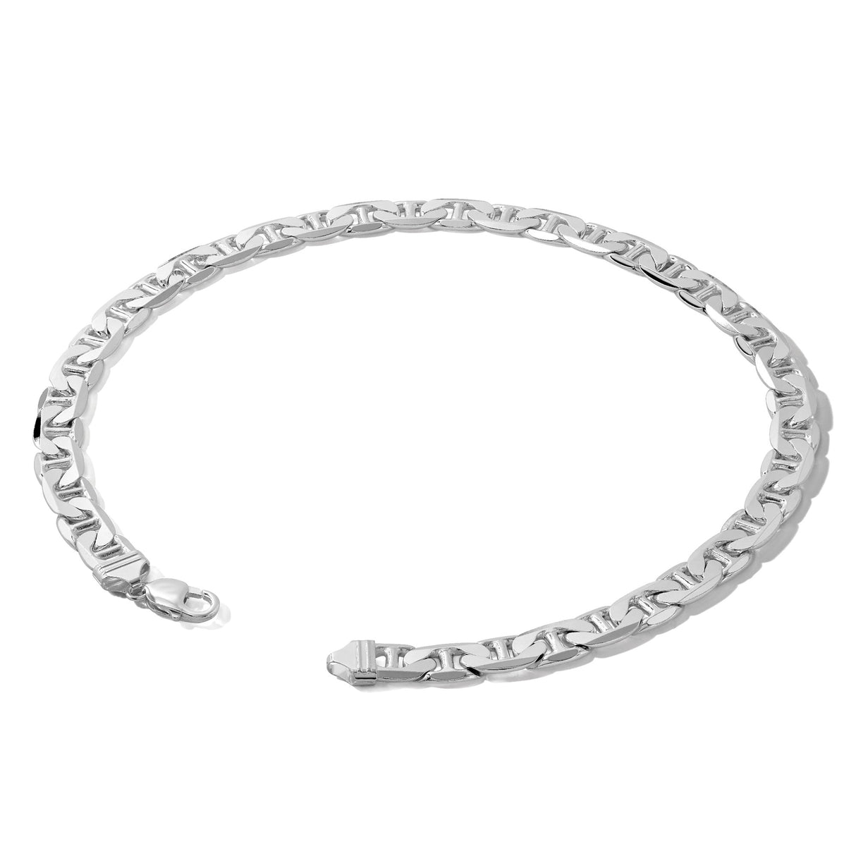 925 White Gold 9.5 mm Polished Chain Necklace detail view